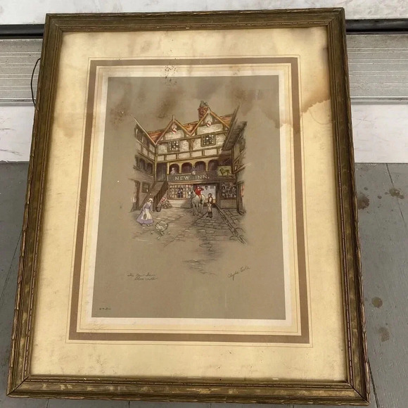 VTG Clyde Cole The New Inn Hotel Gloucester Color Art Print Signed And Framed - Picture 6 of 10